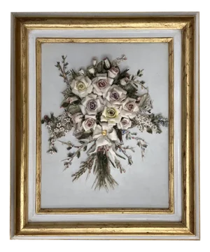 Vintage Handcrafted Porcelain Plaque with Floral Composition from Capodimonte, 1970s-1980s
