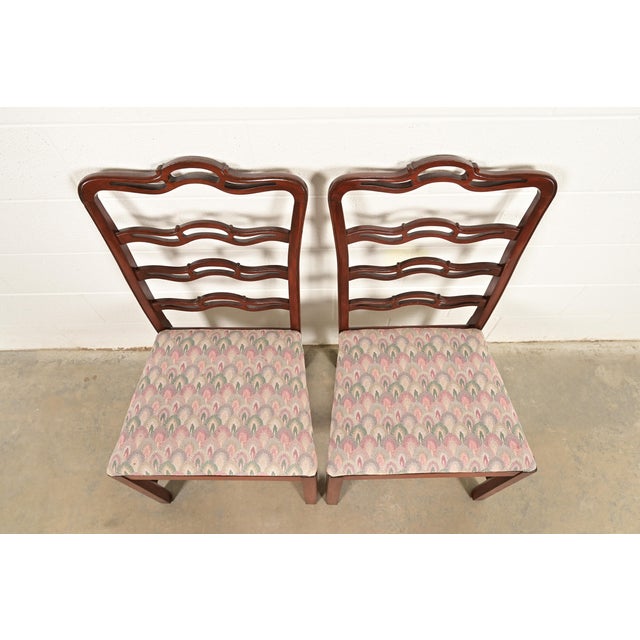 Late 20th Century Baker Furniture Style Georgian Carved Mahogany Side Chairs or Dining Chairs, Pair For Sale - Image 5 of 13