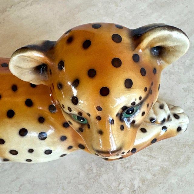 Black Vintage Italian Handmade Ceramic Baby Leopard Sculpture, 1970s For Sale - Image 8 of 15