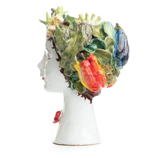 DESCRIPTION This d'arte ceramic sculpture with vegetables is hand crafted by Ivana Dolfi in Montelupo, Italy. These modern...