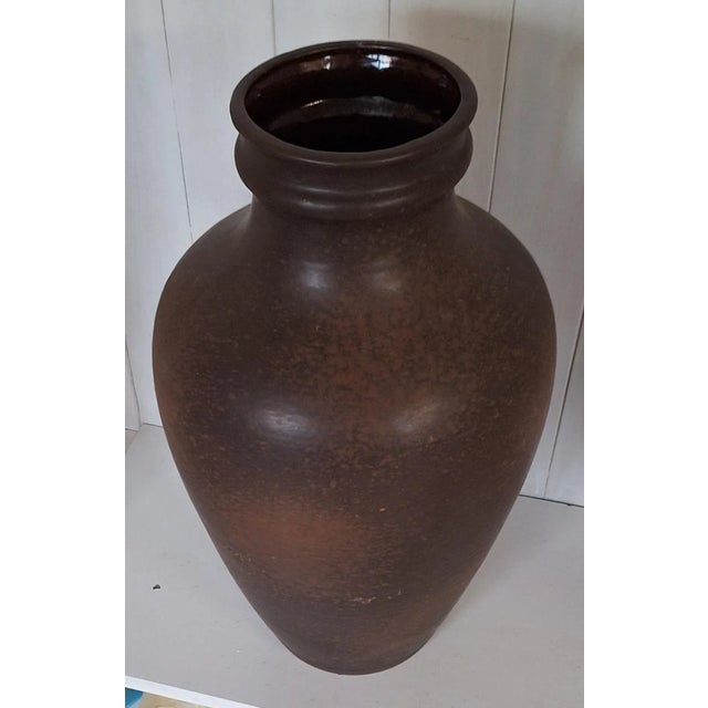 German Brown Glazed Ceramic Floor Vase from Carstens, 1970s, in Very Good conditions. Designed 1970 to 1979 This piece has...