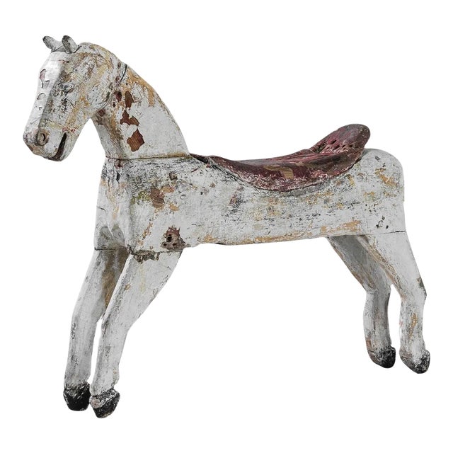 1900s, French Wooden Horse with Saddle For Sale