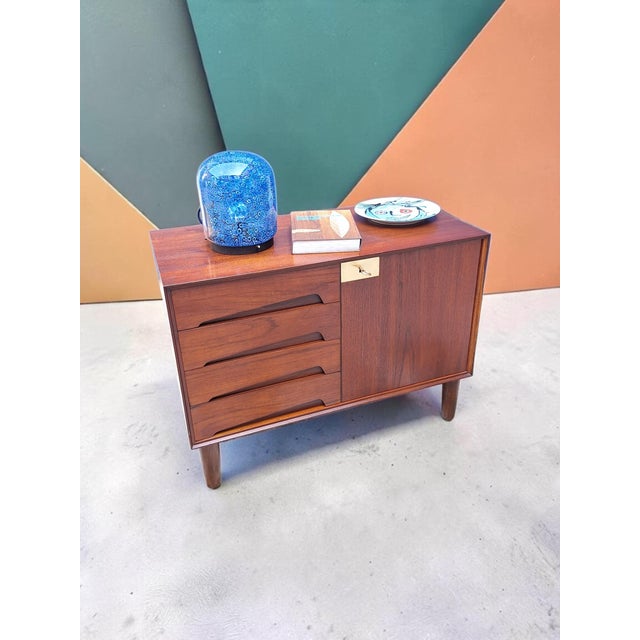 Small Walnut Sideboard with Drawers, Italy, 1960s For Sale - Image 4 of 8