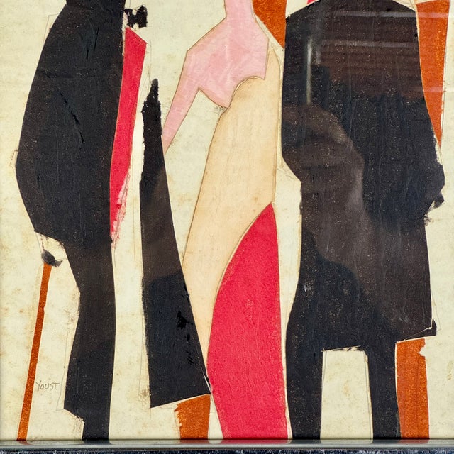 Vintage Signed by "Youst". Early 20th C. Original Signed Collage Silhouette Theatrical Painting For Sale - Image 4 of 8