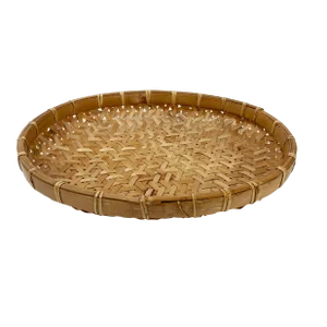 Vintage Woven Wicker and Rattan Basket Tray