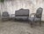 Louis XV-style living room reupholstered 5 years ago with black patina. Slight wear to fabric, see photos Armchair H 94 x...