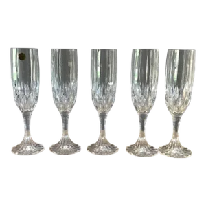 Vintage Cristal d' Arques French Crystal Champagne Glasses - Set of 5
