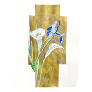 "Iris and Lily" Contemporary Modernist Botanical Painting by Adele