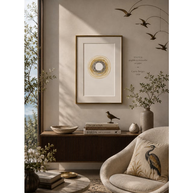 Carrie Bergey Nest 10*14 Original Painting Art by Carrie Bergey - White Black Gold Yellow Ochre For Sale - Image 4 of 4