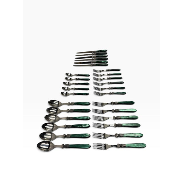 Vintage Jean Couzon "Galaxy-Green" Flatware Set - 29 Pieces For Sale - Image 9 of 9