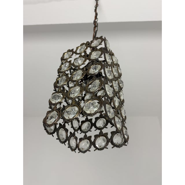 Small Mid-Century Modern Italian Bronze and Crystal Light, 1940s For Sale - Image 11 of 16