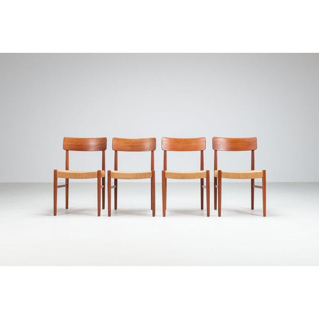 Danish Dining Chairs in Teak and Paper Cord, Denmark, 1960, Set of 4 For Sale - Image 3 of 16