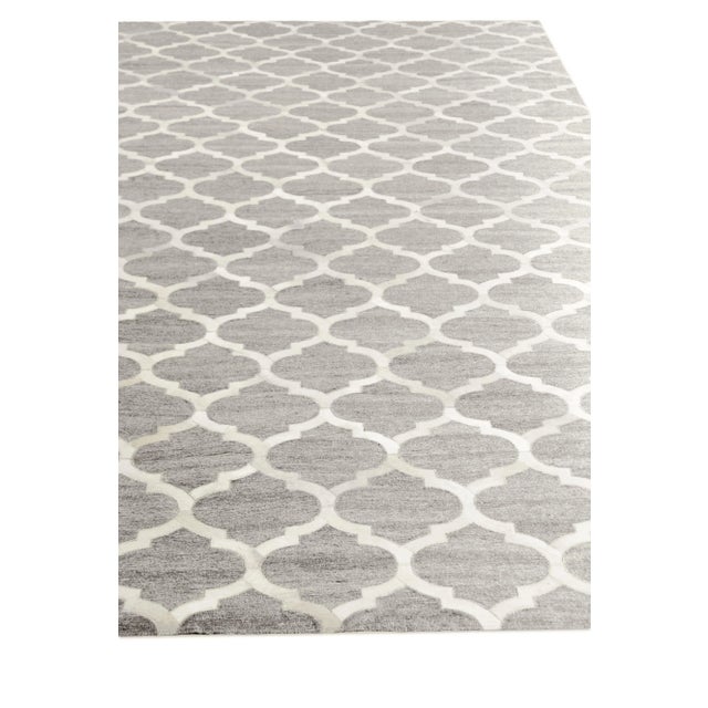Dover Patchwork Leather Viscose Silver Ivory Rug - 11'6"x14'6" For Sale - Image 4 of 7