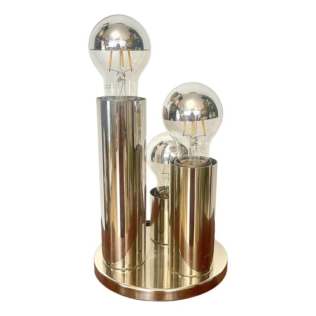 Chrome Space Age Table Lamp attributed to Gaetano Sciolari for Boulanger, 1970s For Sale