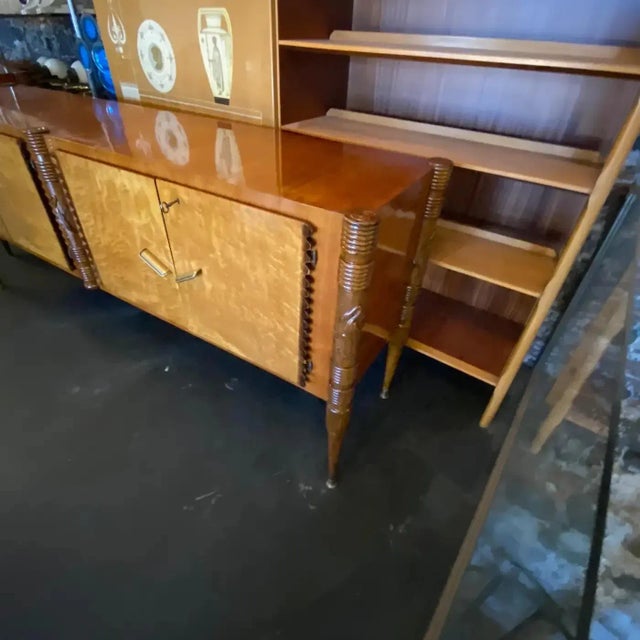 1950s 1950s Mid-Century Modern Hand-Carved Wood Italian Sideboard by Pier Luigi Colli For Sale - Image 5 of 12