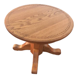 Mid 20th Century Round Antique Oak Side Table