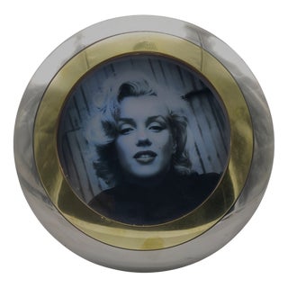 Round Brass and Chrome Picture Frame, Italy, 1970s For Sale