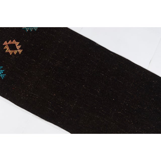 Organic Vintage Black Kilim Runner For Sale - Image 4 of 10
