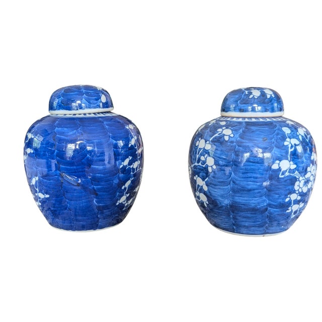 Vintage Asian Antique Blue and White Ginger Jars- A Pair For Sale - Image 14 of 16