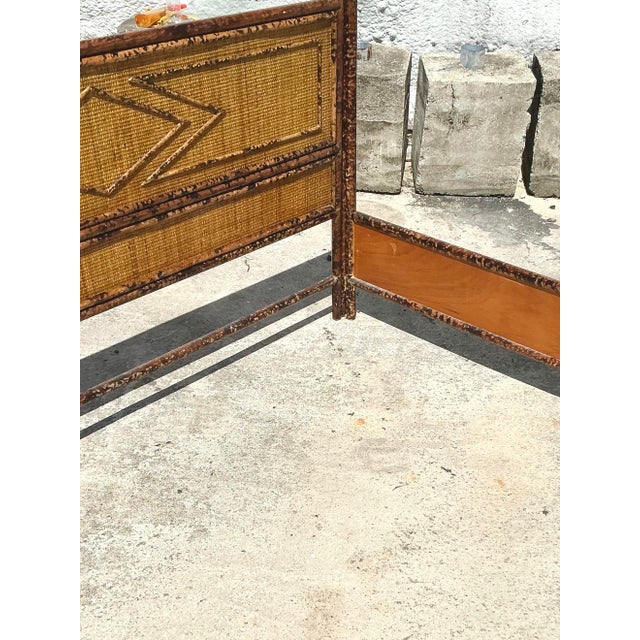 Vintage Boho Tortoise Rattan Queen Bed For Sale - Image 11 of 11