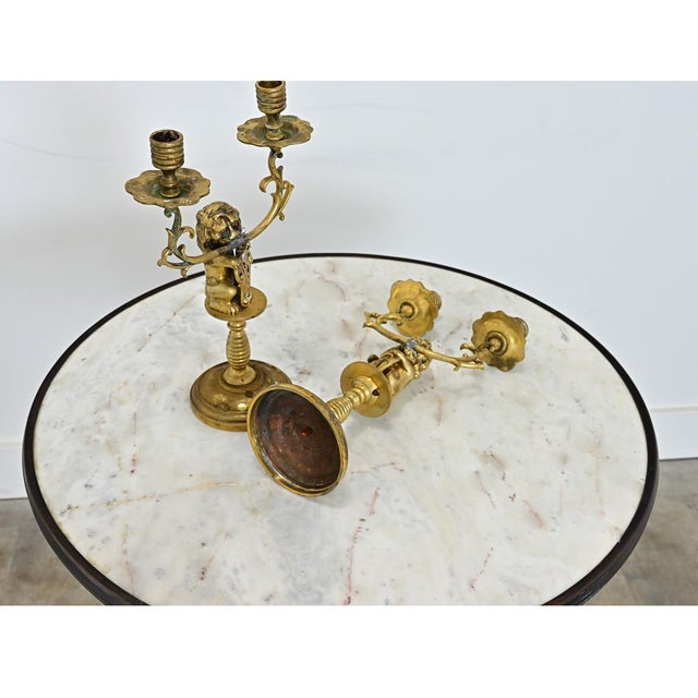Early 19th Century 19th Century Pair of Brass Lion Candlesticks from Amsterdam For Sale - Image 5 of 8