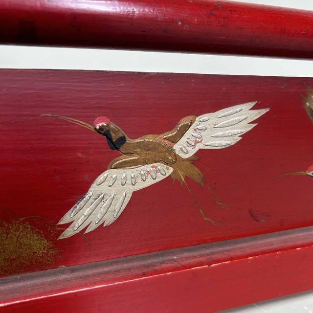 Antique Japanese Lacquered Crane Kimono Hanger Stand For Sale - Image 16 of 18