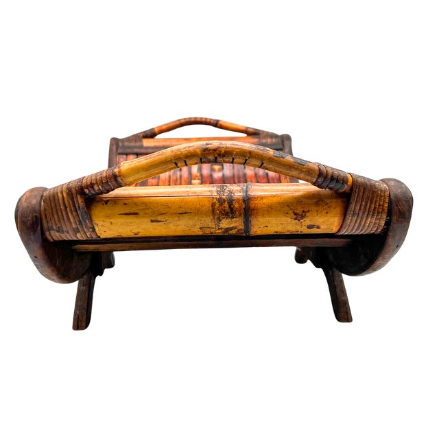 Vintage Handcrafted Bent Bamboo Display Tray on Stand – Organic Modern / Tropical For Sale - Image 10 of 13