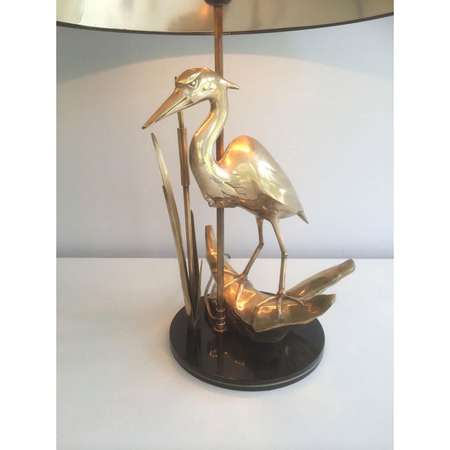 Brass Heron Table Lamp, French Work in the Art Deco Style Circa 1970 For Sale - Image 9 of 12