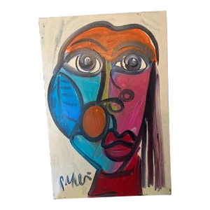 1970s Vintage Abstract Portraiture, Painting by Peter Robert Keil