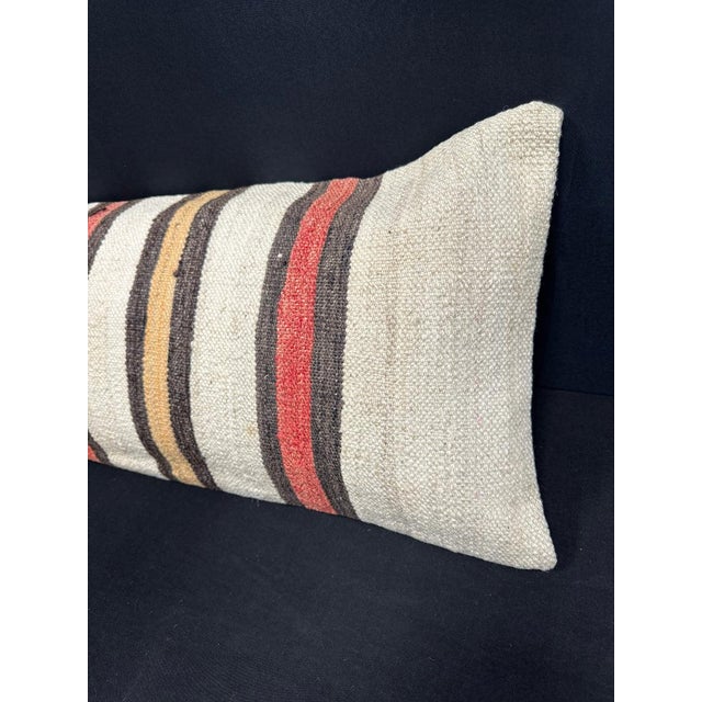 Turkish Hemp Pillow Cushion Natural Beige Brown Cushion Cover 14x45 For Sale - Image 4 of 4