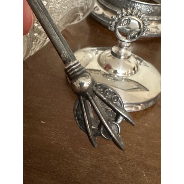 Antique Silver Plate Pickle Castor, Victorian Pressed Glass, Country Scenes, Quadruple Plate For Sale - Image 4 of 14