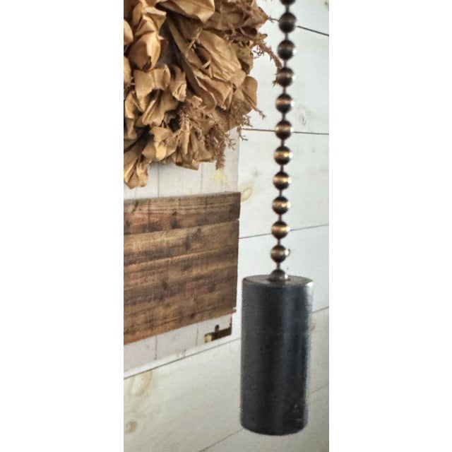 Pair of Modern Black Table Lamps With Gold Molded Drum Shades & Pull Chains For Sale - Image 4 of 5