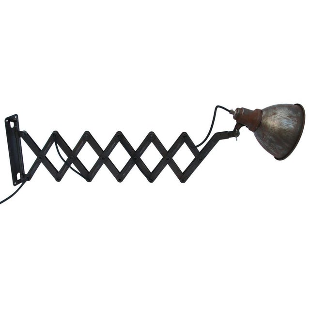 Vintage Industrial Rusty Brown Metal Scissor Wall Light For Sale - Image 4 of 6