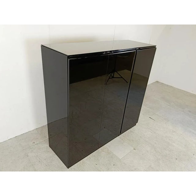 1970s Black Lacquered Bar Cabinet, 1970s For Sale - Image 5 of 9
