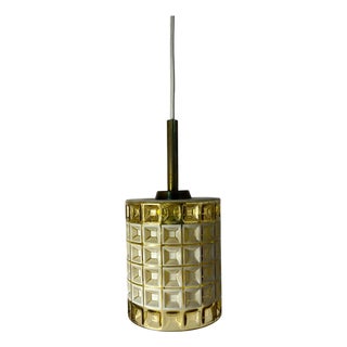 White and Yellow Waffle Textured Pendant Lamp from Orrefors For Sale