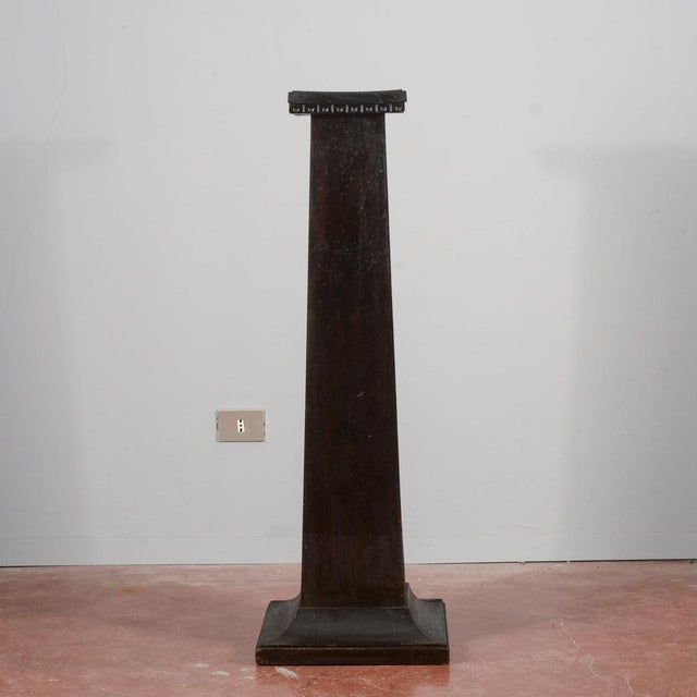Column in Ebonized Wood Engraved on the Front, Italy, 1920 For Sale - Image 3 of 18