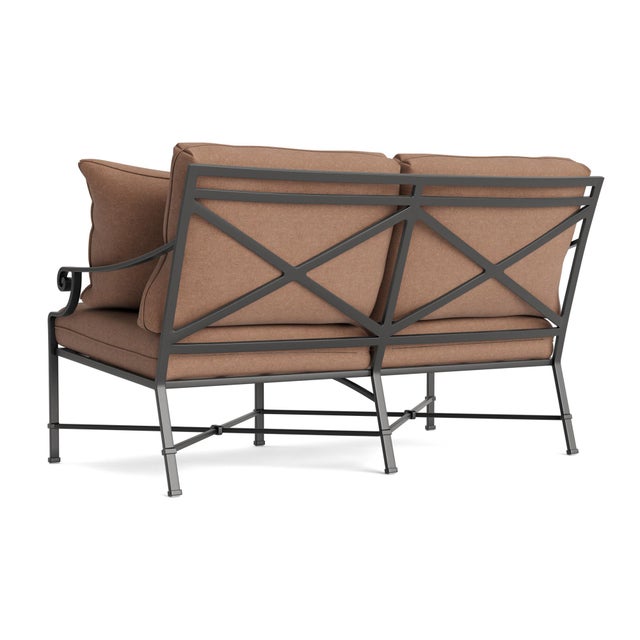 Not Yet Made - Made To Order Brown Jordan Venetian Loveseat, Textured Pewter frame with Fusion Clay fabric For Sale - Image 5 of 11