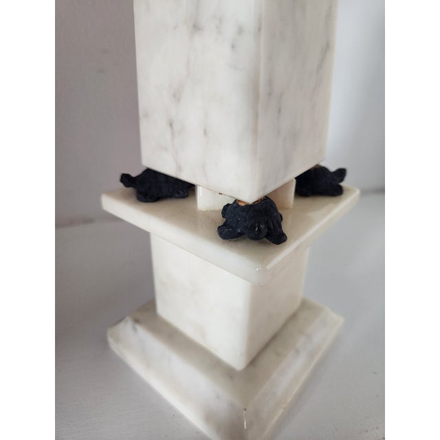 1990s Italian Alabaster Obliesk With Turtles For Sale - Image 5 of 10