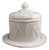 Antique Victorian White Ironstone Cheese Dome and Stand in Wheat and Lattice, 1875 For Sale