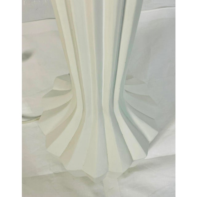 Wood Vintage Sculptural White Floor Lamp With Fluted Column Base For Sale - Image 7 of 16