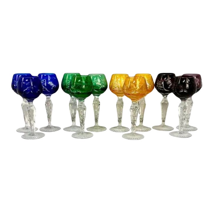 Set of Twelve Bohemian Crystal Cordial Glasses | Chairish