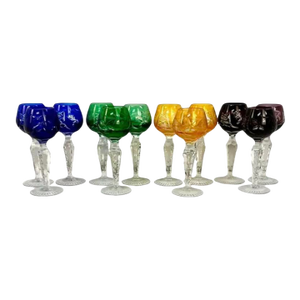 Set of Twelve Bohemian Crystal Cordial Glasses
