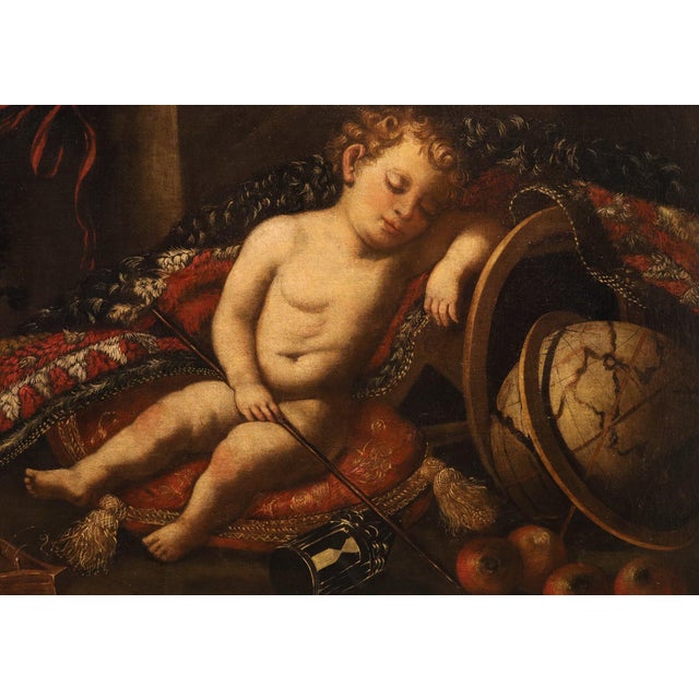Circle of Antonio Tibaldi, Vanitas Still Life, 1700, Oil on Canvas For Sale - Image 14 of 16