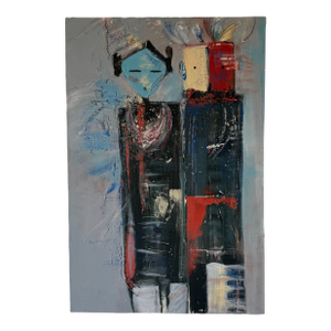 1980’s Vintage Lynn Impressionist Abstract Figurative Oil Painting on Canvas - Unframed