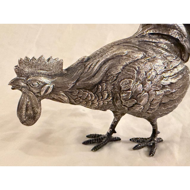 Mid-20th Century Spanish 915 Silver Chicken Figurine With Detailed Feather Work For Sale - Image 4 of 11