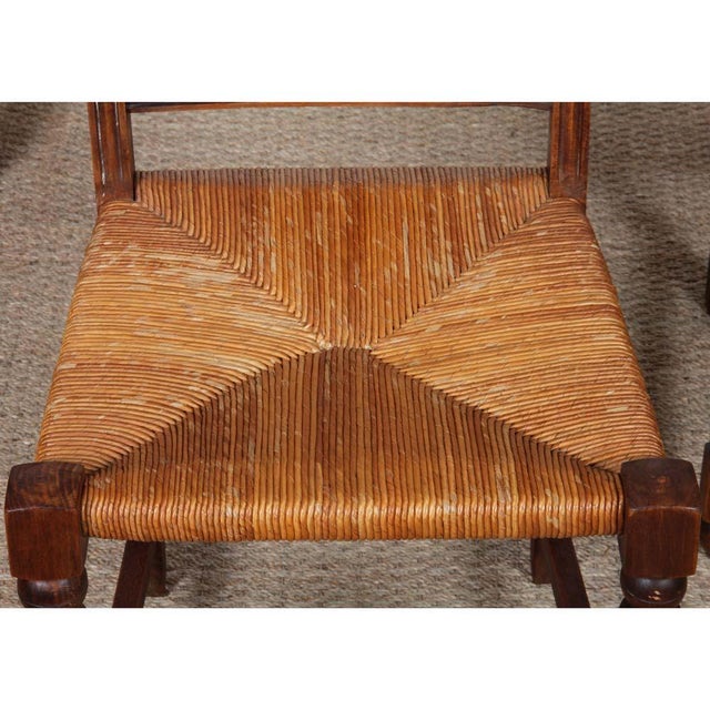 Vintage Wood Straw-Seated Chairs, 1940, Set of 8 For Sale - Image 9 of 15