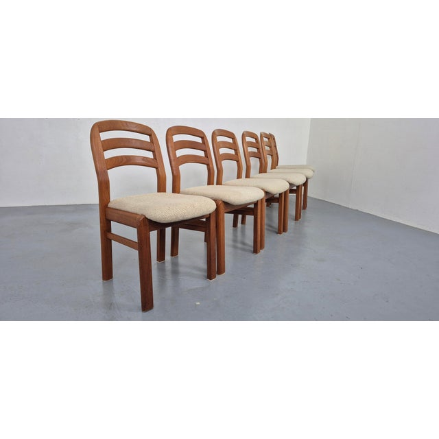 1970s Danish Dining Chairs in Teak and Wool from Dyrlund, 1970s, Set of 6 For Sale - Image 5 of 15