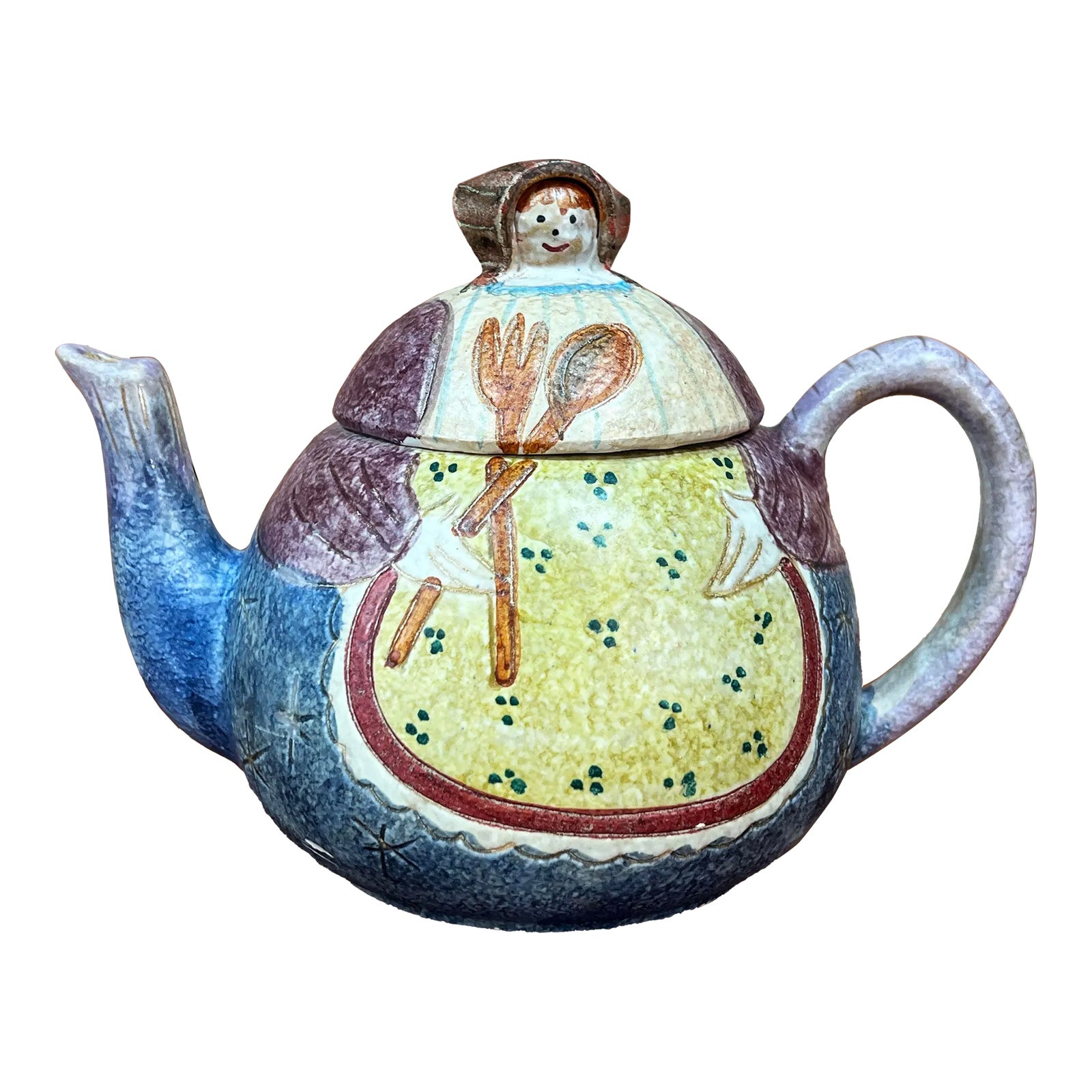 Vintage Italian Figural Woman Ceramic Tea or Coffee Pot