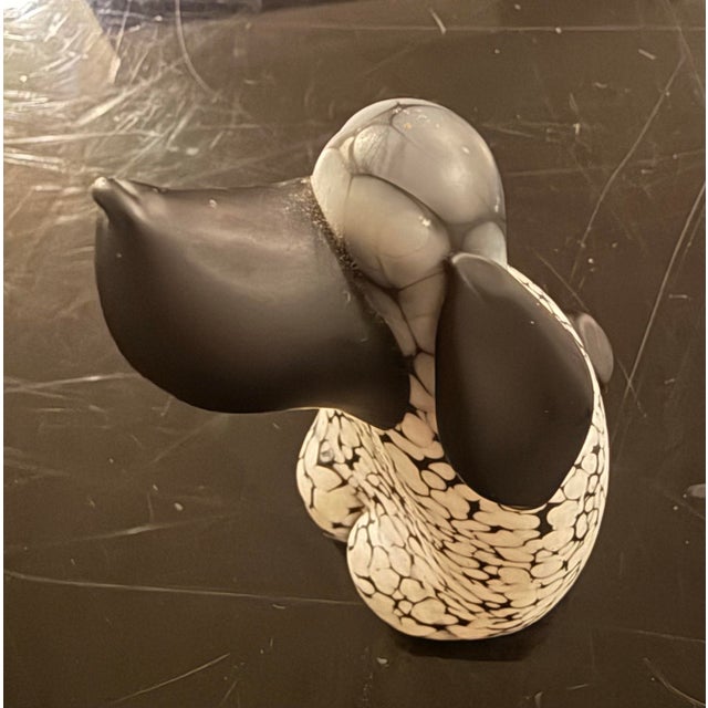 Archimede Seguro 1950 Art Glass Hound Dog Vetro Nero Bianca Figurine Rare by listed Murano Artist Archimede Seguro...