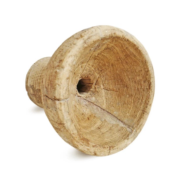 Vintage Old Wood India Mortar Cup For Sale - Image 4 of 5